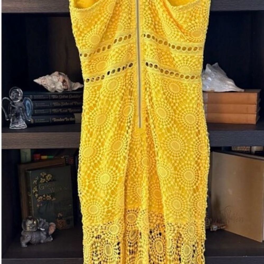 Saylor x Revolve Yellow Leilani Lace Midi Dress Size XS - Picture 6 of 8